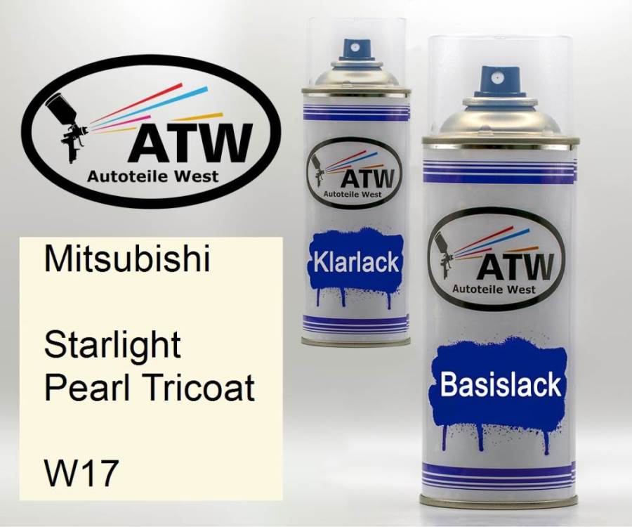 Mitsubishi, Starlight Pearl Tricoat, W17: 400ml Sprühdose + 400ml Klarlack - Set, von ATW Autoteile West.